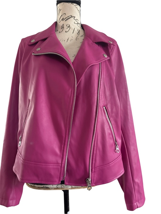 torrid Jackets & Blazers - Torrid Women's Magenta Faux Leather Moto Jacket. Size 1X